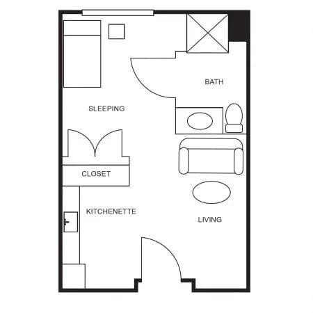 Architectural floor plan of a resident unit
