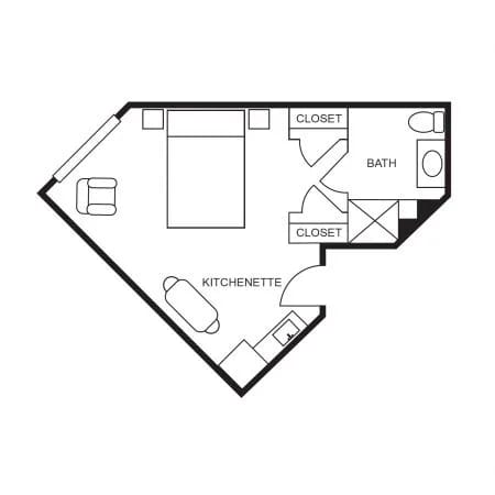 Architectural floor plan of a resident unit