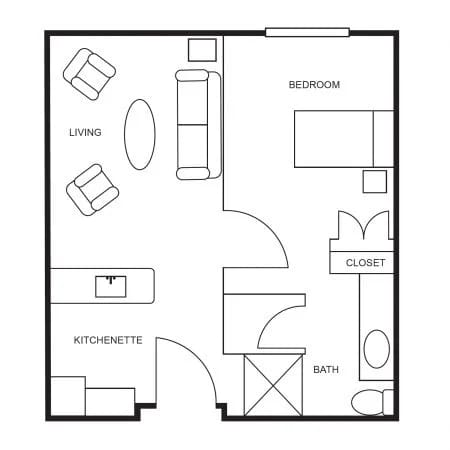 Architectural floor plan of a living unit