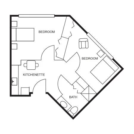 Architectural floor plan of a resident unit