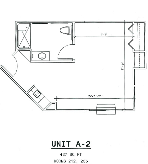 Architectural floor plan of a resident unit
