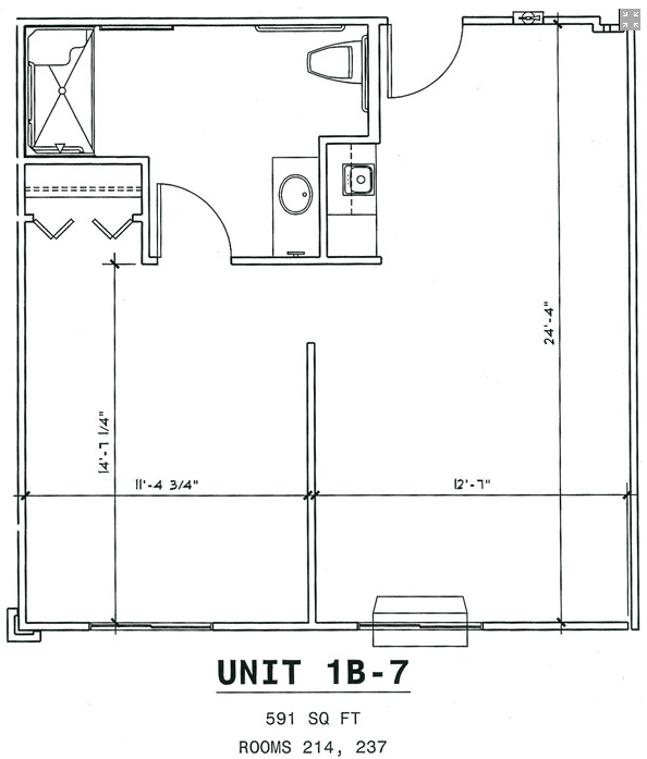 Architectural floor plan of a resident unit