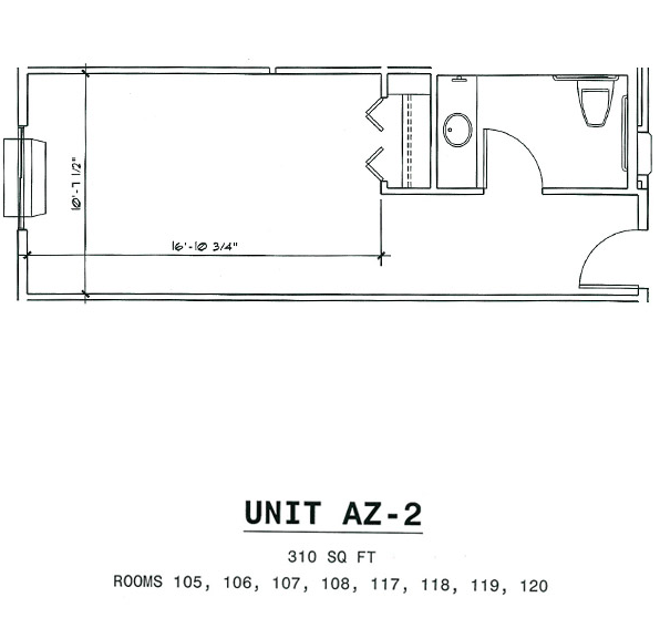 Architectural floor plan of a resident unit