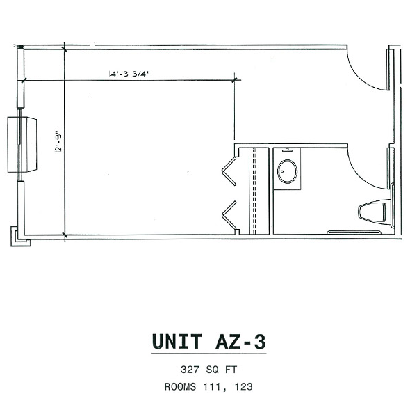 Architectural floor plan for a unit in the facility