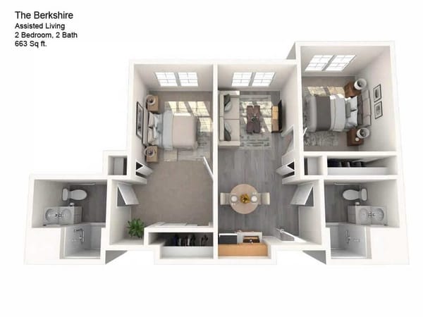 Architectural floor plan of a two-bedroom apartment