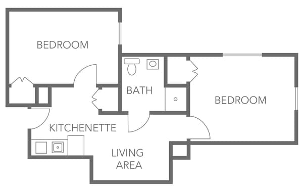 Architectural floor plan of a resident unit