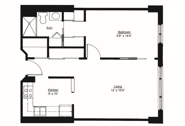 Architectural floor plan of a living space