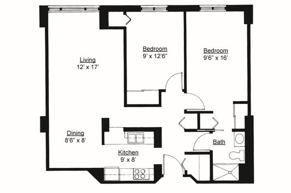 Architectural floor plan of living space layout