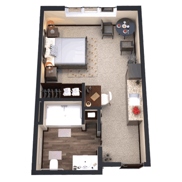 Interior layout of a private resident room