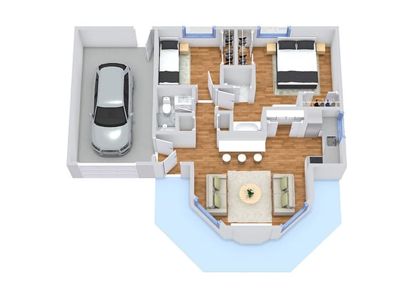 Architectural floor plan of a living unit