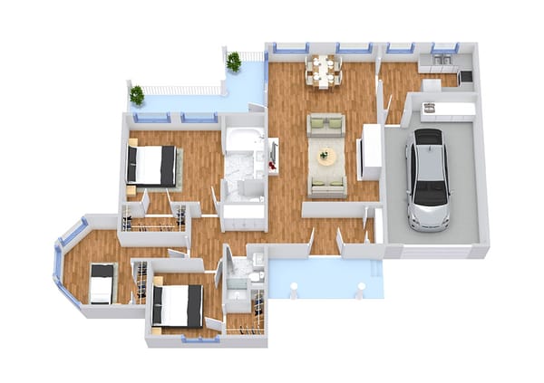 Architectural floor plan of a residential layout