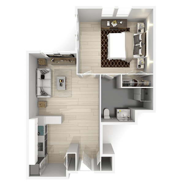 Architectural floor plan of a living unit
