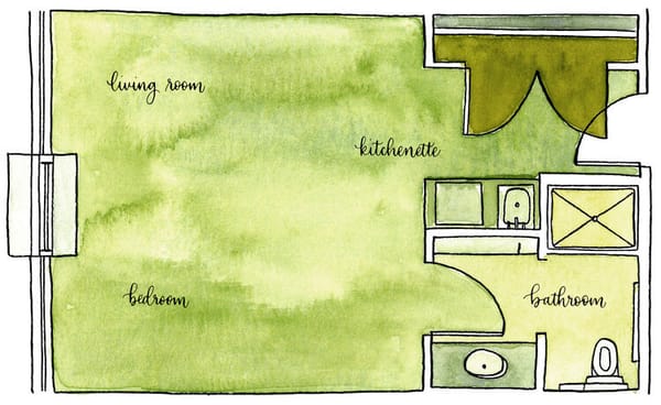 Architectural floor plan of a living space