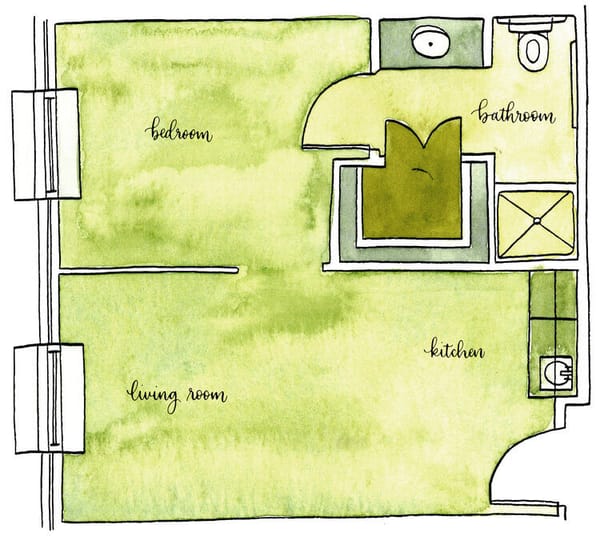 Architectural floor plan of a living space