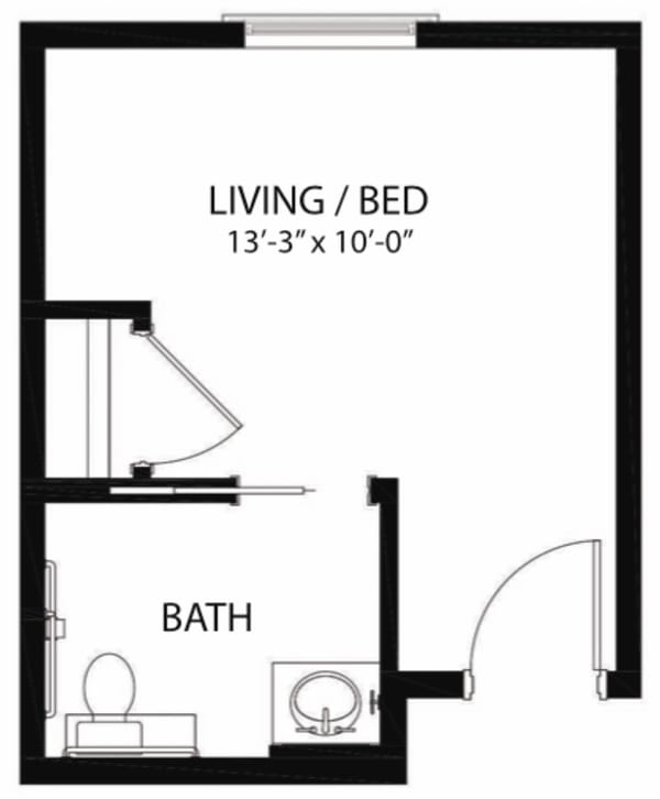Architectural floor plan of a living unit