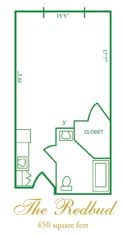 Architectural floor plan of The Redbud