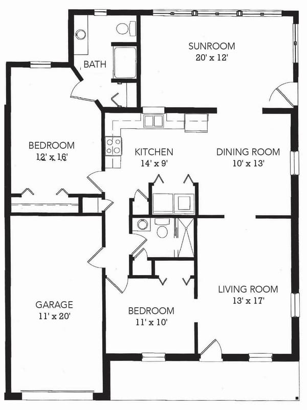 Architectural floor plan of a residential layout
