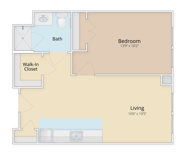 Architectural floor plan layout of a living space