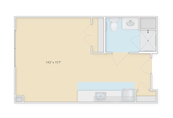 Architectural floor plan of a resident unit layout