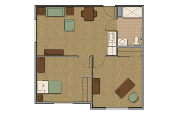Floor plan of a resident unit layout