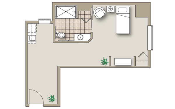 Architectural floor plan of a resident room