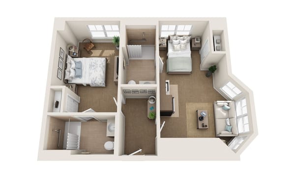 Architectural floor plan of living units