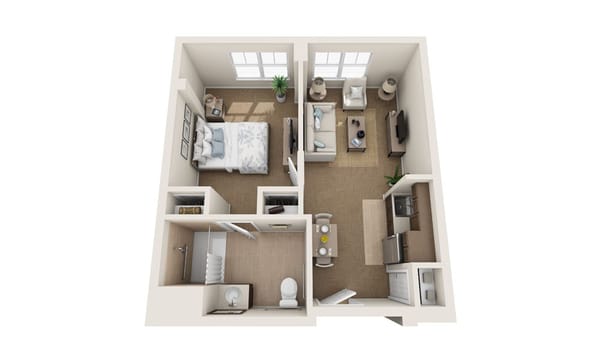 Architectural floor plan of a resident suite