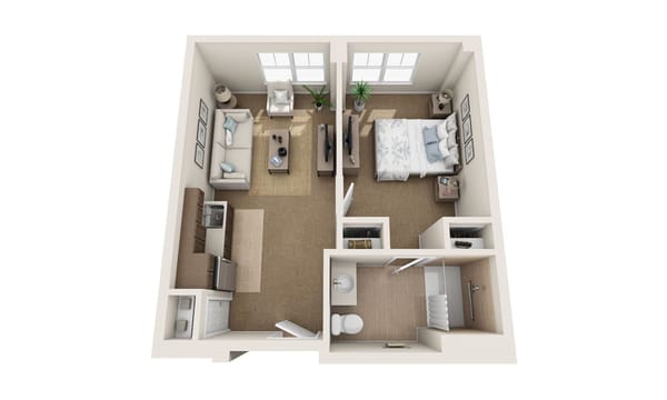 Floor plan of a typical resident apartment layout