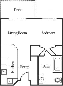 Countryside Village, assisted living in Greensboro, NC — Floor plan layout of a senior living apartment