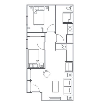 two bedroom floor plan of viva at franklin facility
