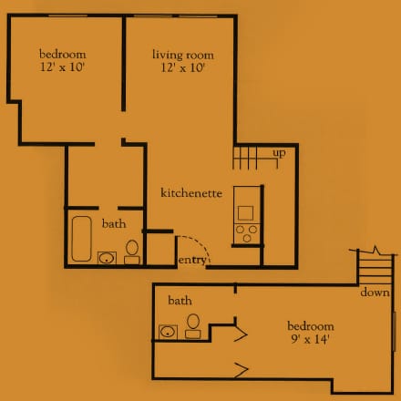 Detailed floor plan of a senior living unit