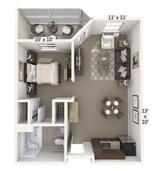 Architectural floor plan of a resident's unit