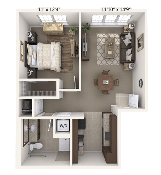 Architectural floor plan of a resident unit