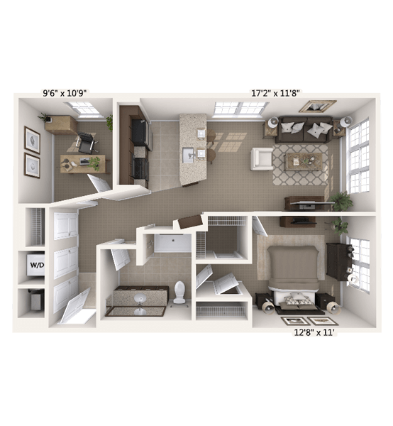 Architectural floor plan of a resident unit