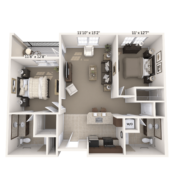 Architectural floor plan of an apartment layout