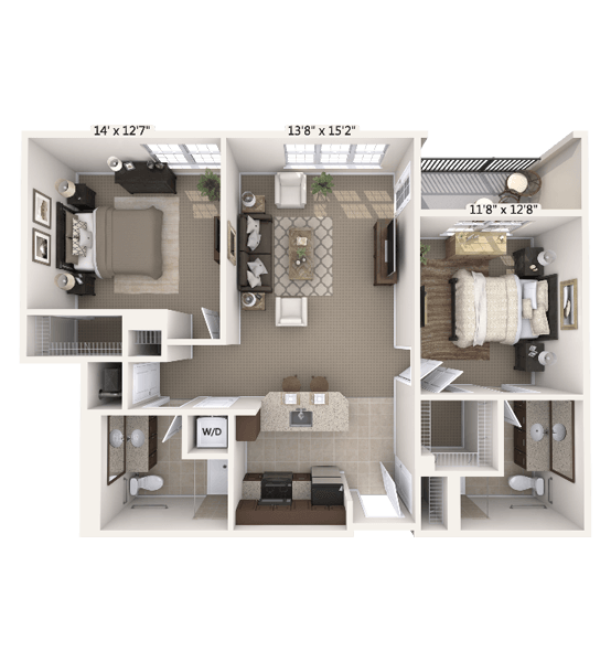 Architectural floor plan of a resident unit