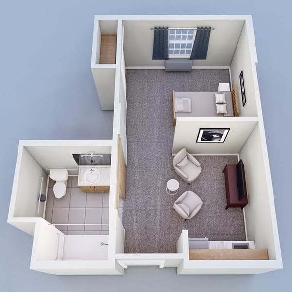 Assisted Living 1 bedroom 333 sq. ft.