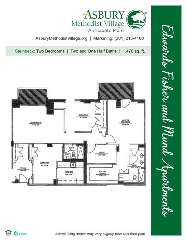 Architectural floor plan of a two-bedroom apartment