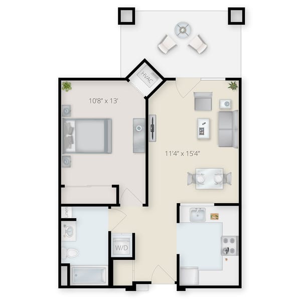 Architectural floor plan of a resident unit