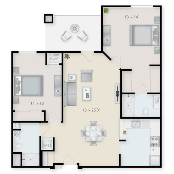 Architectural floor plan of a resident unit