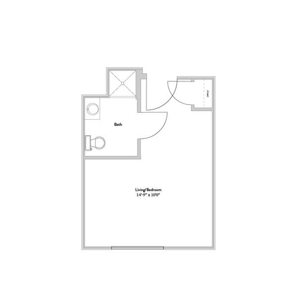 Architectural floor plan of a resident room