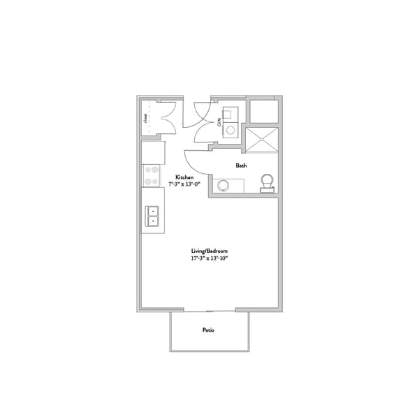 Architectural floor plan of a living unit
