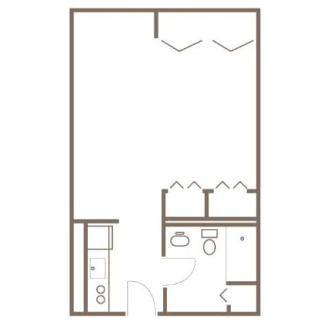 Simple architectural floor plan of a resident unit