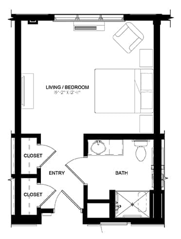 Architectural floor plan of a living space