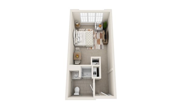 Interior layout of a private resident room