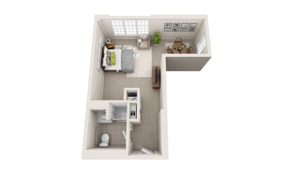 Floor plan of a private resident room