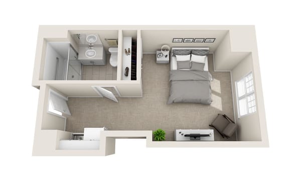 Floor plan of a private resident room