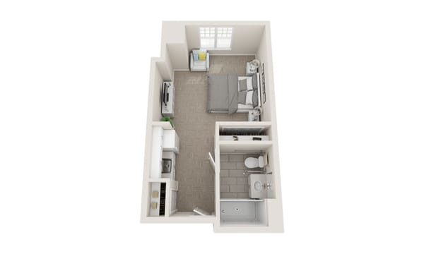 Floor plan of a private resident room