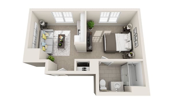 Detailed floor plan of a single resident unit