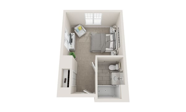 Floor plan of a private resident room